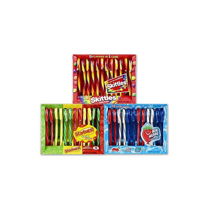 Starburst, Skittles, and Airheads Candy Cane Mixed Pack 3s