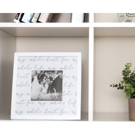 Pearhead Wedding Script Picture Frame, Newlyweds Gift, Wedding Registry, Bridal Shower Gift, White