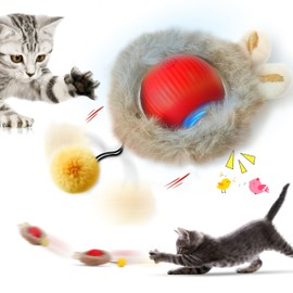 ZALBYUY Interactive Cat Toys Ball for Indoor Cats, Speedy Tail 2.0 Cat Toy for Bored Indoor Adult Kitten, Silicone Automatic Fast Moving Rolling Ball with 3 Light Modes & DIY & Chirping Bird