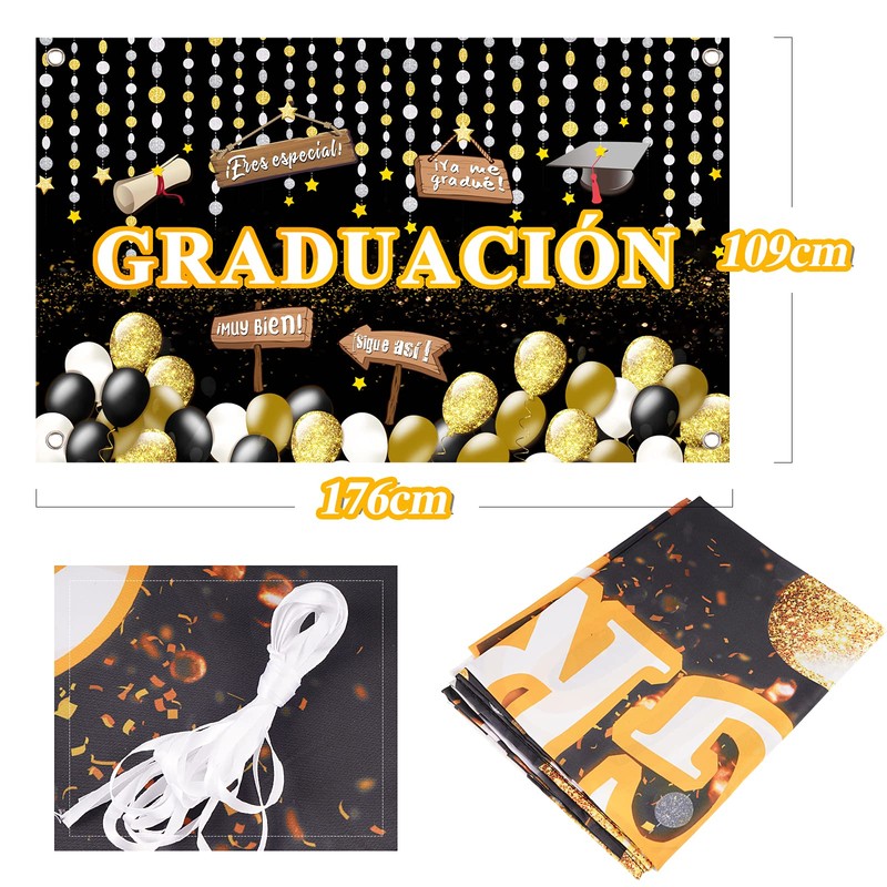 BETESSIN Spanish Graduation Decoration Graduation Banner Congratulations Banner Exam Passed