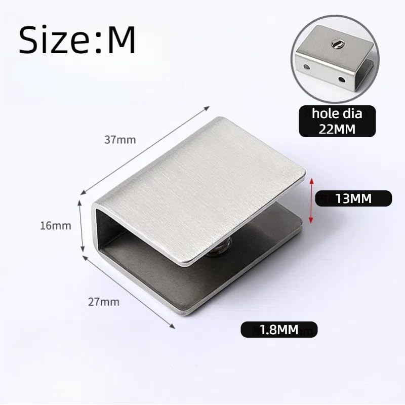 4Pcs Solid Glass Clamp,Square Glass Shelf Clamp Clip,Stainless Steel Clip
