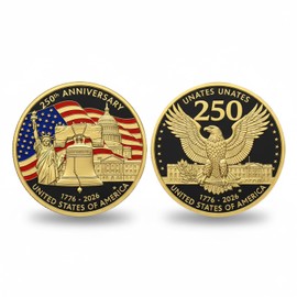 250th Anniversary Commemorative Coins - American Flag & Liberty Bell Design Collectible Coins, Durable Metal Anniversary Coins, America 250th Merchandise for Celebration & Gifting(1776-2026)