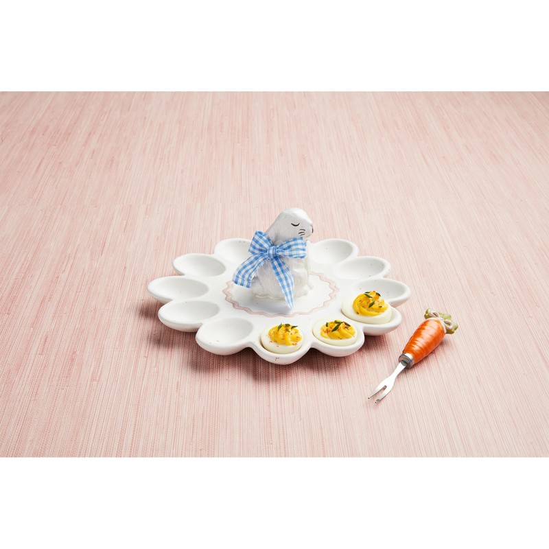 Mud Pie Bunny Deviled Egg Platter; platter 10" dia |