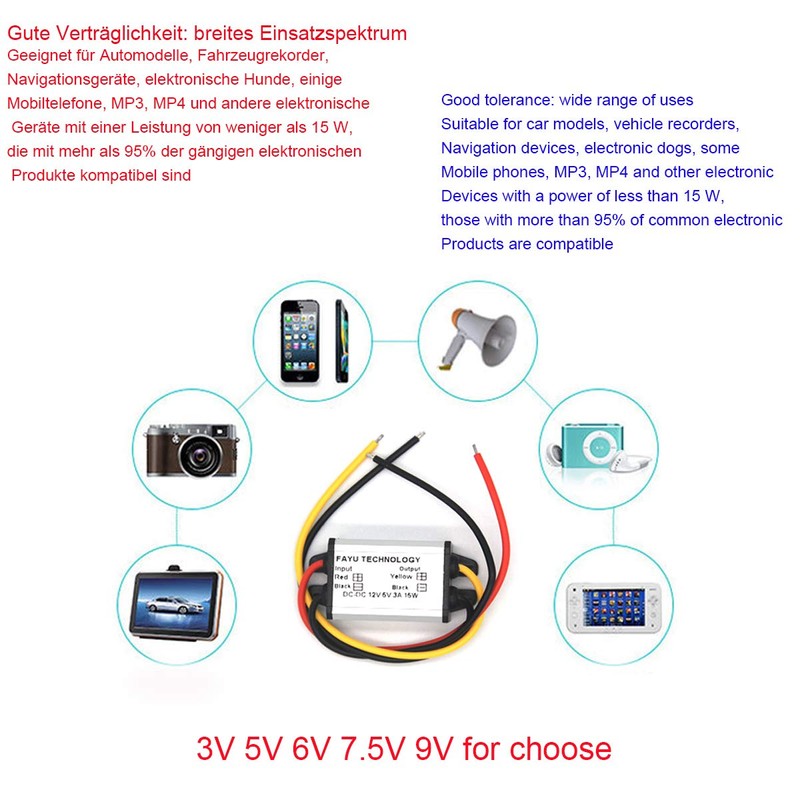 1 x Voltage Converter 12 V to 6 V 3