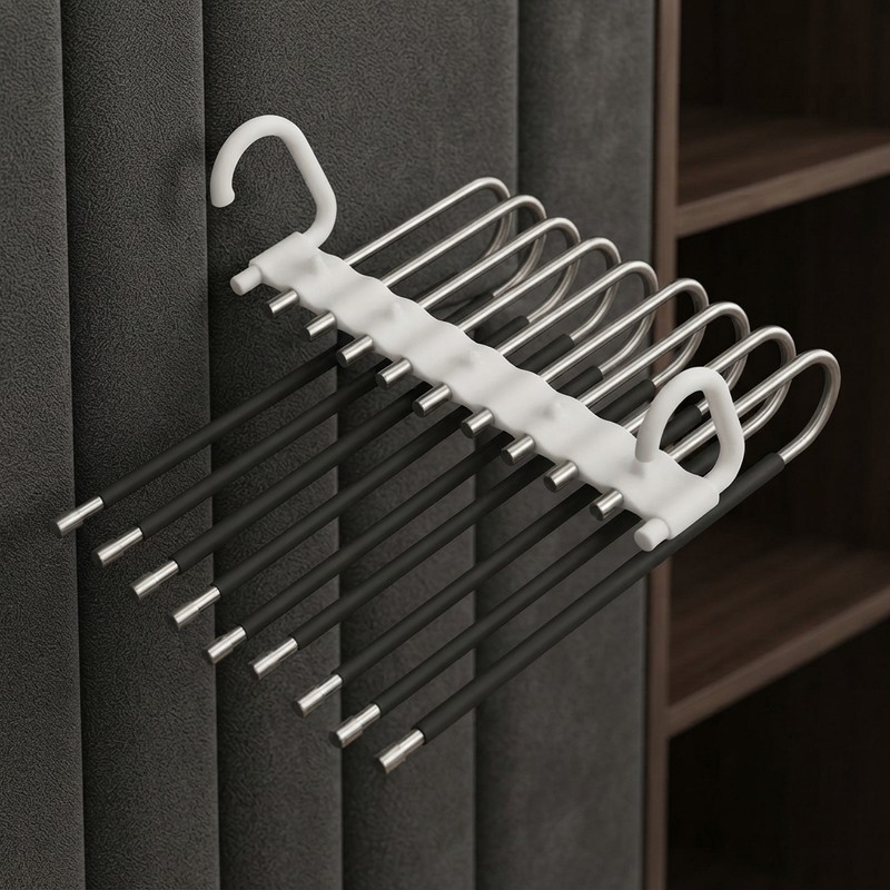 Space Saving Pants Hanger, 9-Tier Stainless Steel Closet Organizer with