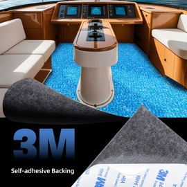 Fullfire Boat Flooring EVA Foam Decking Sheet, Camo Blue Small Diamond Marine Flooring with Self-Adhesive Backing for Bass Boat Pontoon Boat Jon Boat Yacht Kayak RV Stairs Floor 47" x 16"