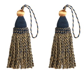 HedongHexi 2 Pack Braided Tassel 24cm/9 Inch With Loops, Handmade Twisted Craft, DIY Accessories for Home Decoration