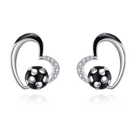 YONFQE Soccer Earrings 925 Sterling Silver Football Stud Earrings Soccer Jewellery Gifts for Women Soccer Lover Player