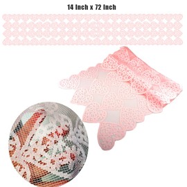 SaktopDeco 14 x 72 Inch Valentines Day Runner Pink Heart Table Runner Lace for Valentines Day Wedding Party Decorations