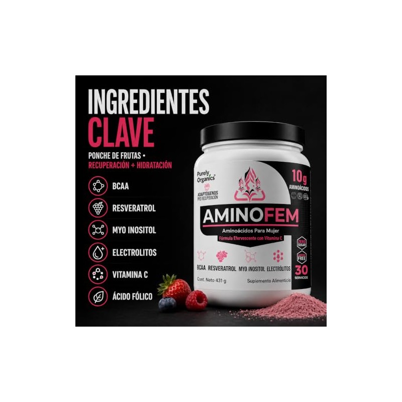 Aminoácidos Mujer Aminofem Mezcla Bcaa Glutamina Recuperación Muscular Electrolitos Myo