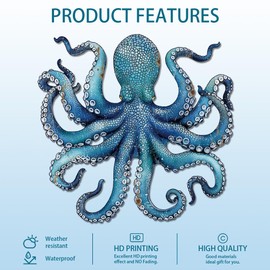 GLOBLELAND Vintage Octopus Metal Tin Sign 27x26cm/10.6x10.23inch Marine Organism Plaque Poster Wall Decor for Cave Bar Party Restaurant Home Coffee Shop Decoration