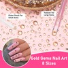 Champagne Gold Crystal Nail Art Rhinestones Kit, Mixed Sizes Half
