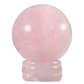 mookaitedecor Natural Rose Quartz Crystal Ball Sphere with Stone Stand, Polished Carved Stone Figurine for Office Desk Top Home Decor Feng Shui, Sphere Diameter 1.5”