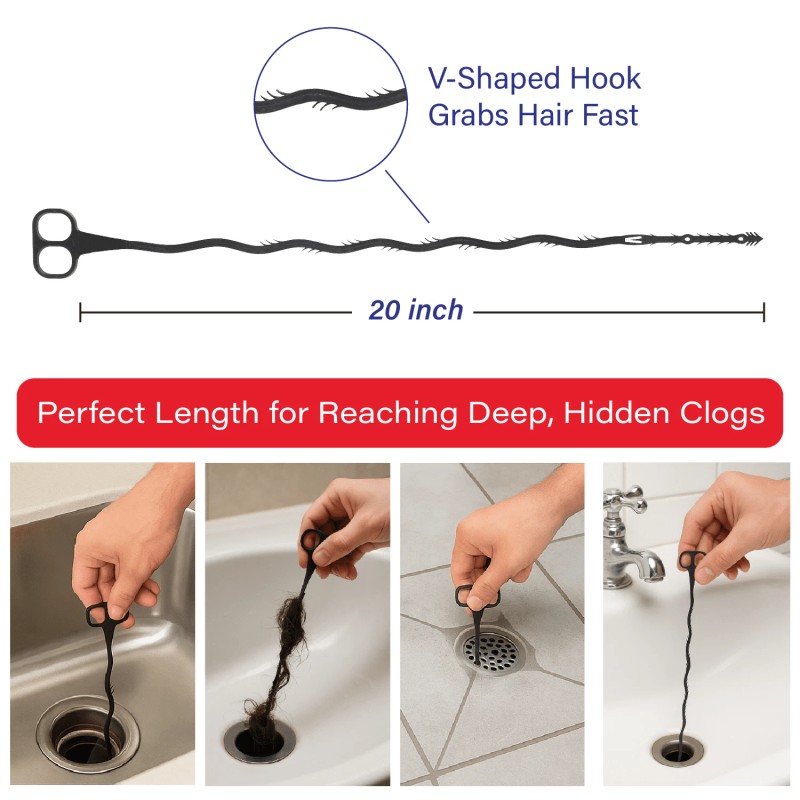 (6 pack) Dr. Rooter 20" Drain Snake with 46 Trap