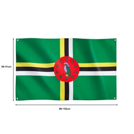 Runesol Dominica Flag, 91x152cm, 3ft x 5ft, 4 Grommets, Eyelet In Every Corner, Caribbean Flag, Commonwealth of Dominica, Premium Flags, Inside, Outside, Banner, Vivid Colours