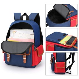 weiatas Kids Backpack Children Bookbag Preschool Kindergarten Elementary School Bag for Girls Boys (Red-blue, Large)