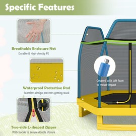 Giantex 7FT Trampoline for Kids with Enclosure Net, 84” Kids Trampoline for Toddlers w/ASTM Approval & Widened Base, Kids Toddler Trampoline for Indoor Outdoor (Green)
