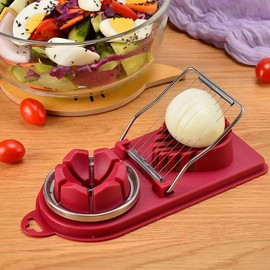 Generic Egg Slicer for Hard Boiled Eggs heavy Duty, Slicers for Fruits and Vegetables, Egg Peeler, Egg Cutter, Boiled Egg Peeler, 2 Slice Modes, Egg Chopper, Small standard, Red
