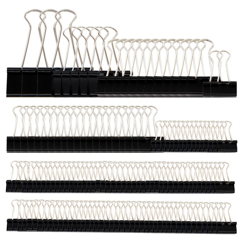 DSTELIN Binder Clips Paper Clamps Assorted Sizes 150 Count (Black),