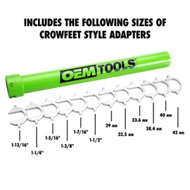 OEMTOOLS 27178 Inner Tie Rod Removal Tool Set, Remove and Install Without Rack Disassembly, Inner Tie Rod Tool Fits Most Cars, Trucks, and SUVs, SAE and Metric Crowfoot Adapters