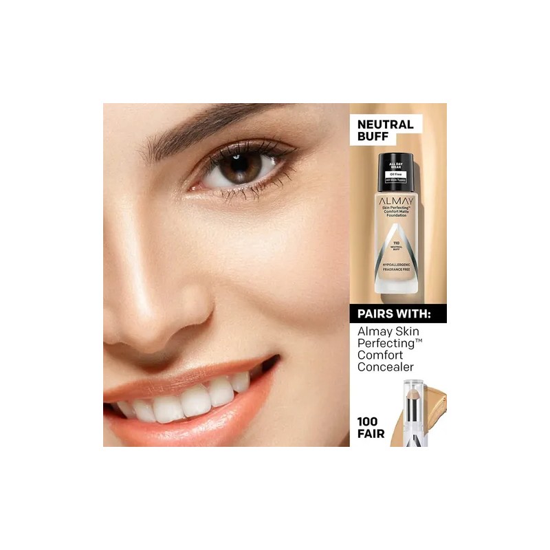 Almay Skin Perfecting Comfort Matte Foundation, Hypoallergen