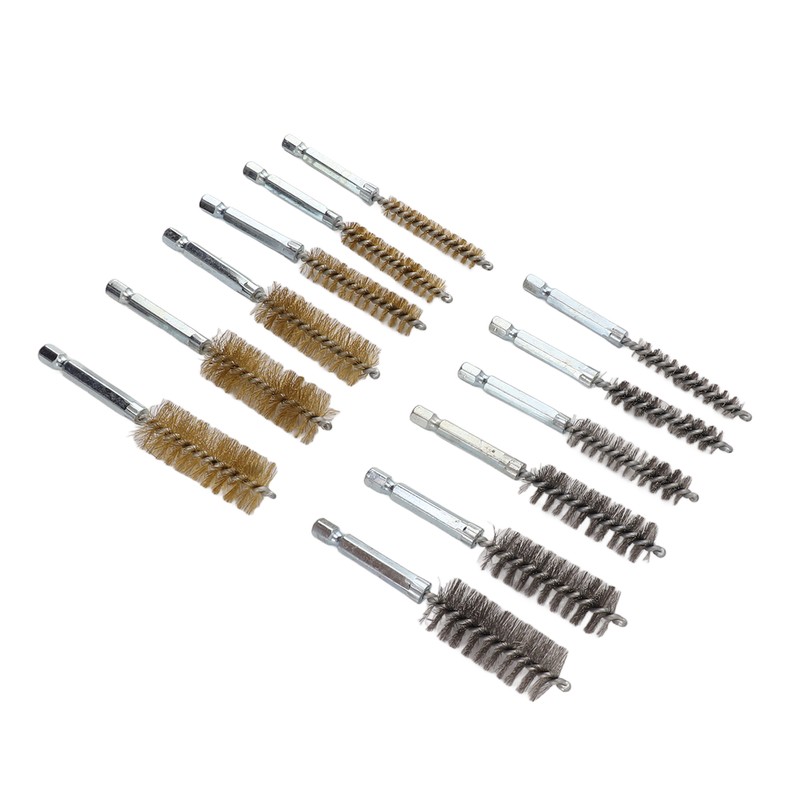 12PCS Bore Brush Copper and Iron 304 Stainless Steel Bristles