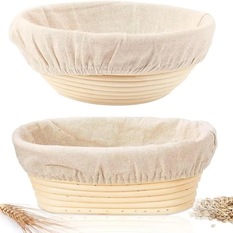 EazyBreezy 2 Pcs Bread Proofing Basket Banneton Proofing Baskets Rattan