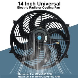 BLACKHORSE-RACING 14" Universal Electric Radiator Cooling Fans + Thermostat Relay & Mount Kit