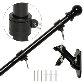 NELXINJO 6FT Flag Pole with Bracket,Professional Stainless Steel No Tangle Spinning Pole and Flag Pole Kit with Bracket for Residential or Commercial