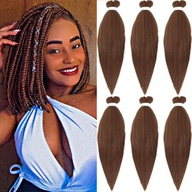 Xusuperb Short Pre Stretched Braiding Hair, 16 Inches, Colour 30 Short Easy Braids Extensions, Chestnut Brown, Kanekalon Synthetic Hair for Braiding, 6 Packs, Soft Yaki Texture Braids Hair Extensions