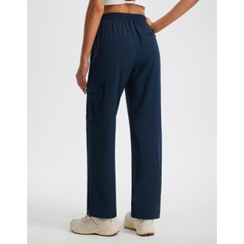 Libin Women's Hiking Cargo Pants 27" Summer Casual Tactical Utility Pants Athletic Workout Track Active Joggers Lightweight Lounge Work Trousers with Zipper Pockets, Navy XL