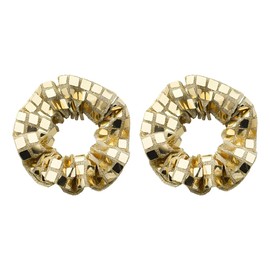 Gold Glitter Hair Accessories for Women Girls Sparkly Sequin Hair Band for Thick Fine Hair 80s 90s Hair Scrunchies for Girls Women Bling Gold Hair Bobble for Party Prom Big Ponytail Holder 2pcs