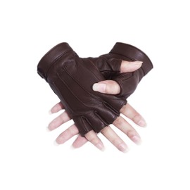 Sheepskin leather driving gloves for Women (Brown, Medium)