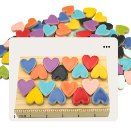 Yuvori Assorted Colors Mosaic Tiles 0.5kg - Ceramic Ideal for Crafts, Bathroom, Kitchen, Living Room, Garden and Outdoor Decoration (Heart Shape)