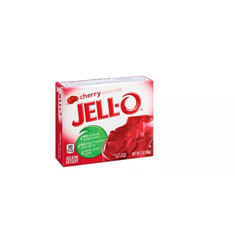 Jell-O Cherry Gelatin Dessert Mix, 3 oz Box