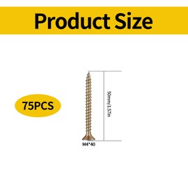 M4 Wood Screws Assortment Set, Self Tapping Screws, Cross Head Flat Head Screws, Outdoor Screws for Wood Decking Screws, Color Zinc Screws for Furniture Fence Concrete Screws (75, M4*40)