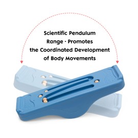 Kids Rocking Seesaw Balance Board with 5 Wooden Balls Sensory Training Rocking Board Balance Training Equipment Children Indoor Outdoor Activity Toy (Blue)