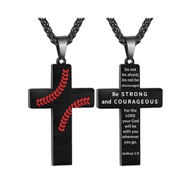 Cross Necklace for Men Women Stainless Steel Cross Pendant Necklace Black Cross Chain Necklaces Crucifix Pendant Necklace Religious Jewelry Gift for Christmas Birthady Thanksgiving Day 24 Inches