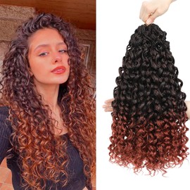 Pretwisted Gogo Curl Crochet Hair 18 Inch 8 Packs Short Curly Crochet Hair for Women Pre Looped Ocean Wave Crochet Hair Beach Curl Crochet Hair Deep Wave Crochet Braiding Hair (T/350, 18 Inches)