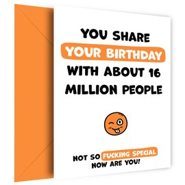 Funny Birthday Cards - Share Your Bday with 16 Million People - Laugh Out Loud 20th & 30th Birthday Cards for Brothers, Sisters & Friends - Hilarious & Recyclable!