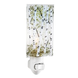 Night Light Decorative Wall Plug in Accent Lite Nightlight for Hallway Bedroom Bathroom Kitchen Fused Green Glass Tree Nature Themed Home Decor J Devlin NTL 189-2