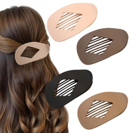 Velvoria 4 Stück Große, flache, runde Haarspangen, ovale Krallenklammern für dickes, mitteldünnes Haar, rutschfeste Haarspangen mit starkem Halt für Frauen und Mädchen