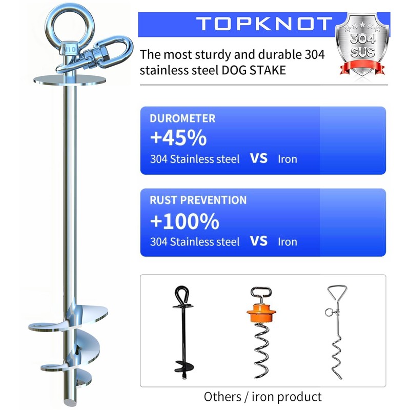 Dog Tie Out Cable and Stake,with 20FT Heavy Duty Cable,360°Swivel