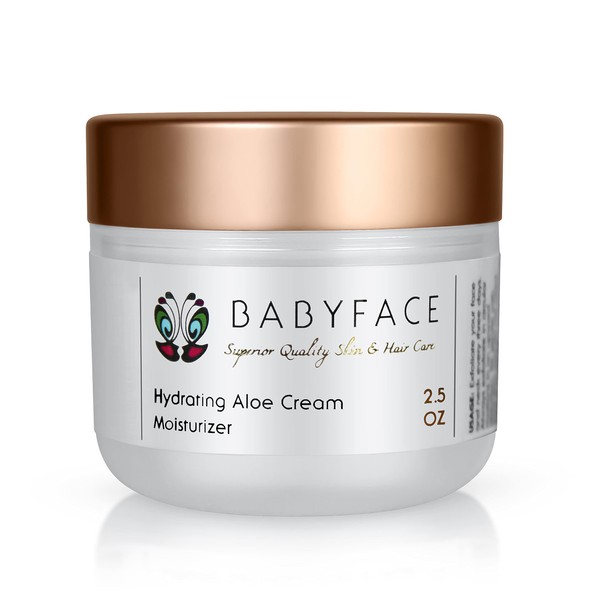 Babyface Hydrating Aloe Cream Moisturizer with Aloe Vera, Jojoba & Rooibos Tea - Lightweight. 2.5 oz.