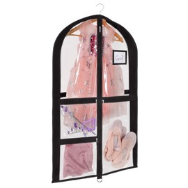 Univivi 35 Inch Clear Dance Garment Bag for Costume with 3" Gussets PVC Garment Bag for Dance Competitions,with 3 Clear Zipper Pockets and 1 Large Back Zippered Pocket