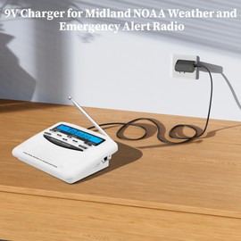 9V Charger for Midland Weather Radio Power Supply for Midland WR-120 WR120 WR-120B WR120B WR-120EZ WR120EZ NOAA Weather Radio AC Adapter for Midland WXAC104 WXAC103 D9300CEC 300ma Power Charging Cord