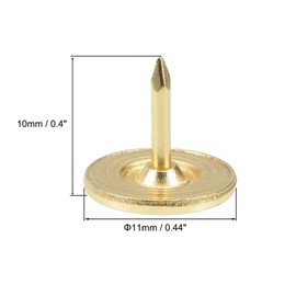 TA-VIGOR 100Pcs Heavy Duty Flat Head Push Pins, Decorative Thumb Tacks for Wall, Furniture Cork Board & Bulletin Board – 11mm x 10mm Upholstery Tacks for Home Office & DIY Use, Gold