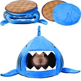 Jetec Shark Guinea Pig Bed Hideout Guinea Pig Animals Bed House Warm Small Hamster Nest Sleeping Mat Cushions Dutch Hamster Hedgehog Rat Chinchilla(Navy Blue)