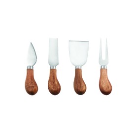 Twine Gourmet Cheese Knives - Stainless Steel Knife Set - Charcuterie Tools Cheese Board Accessories - Stainless Steel and Wood, Set of 4