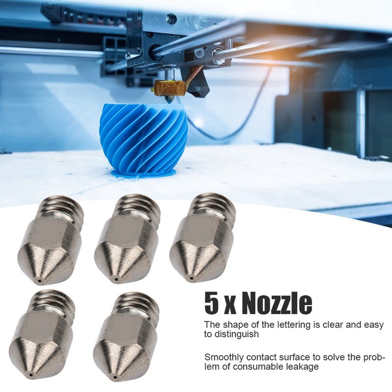 5Pcs 3D Printer Nozzle Set for MK8 1.75mm Consumables 0.2‑1.0mm